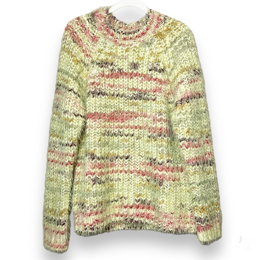 Urban Outfitters Space Dyed Eyelash Sweater Smash pullover‎ chunky fuzzy green